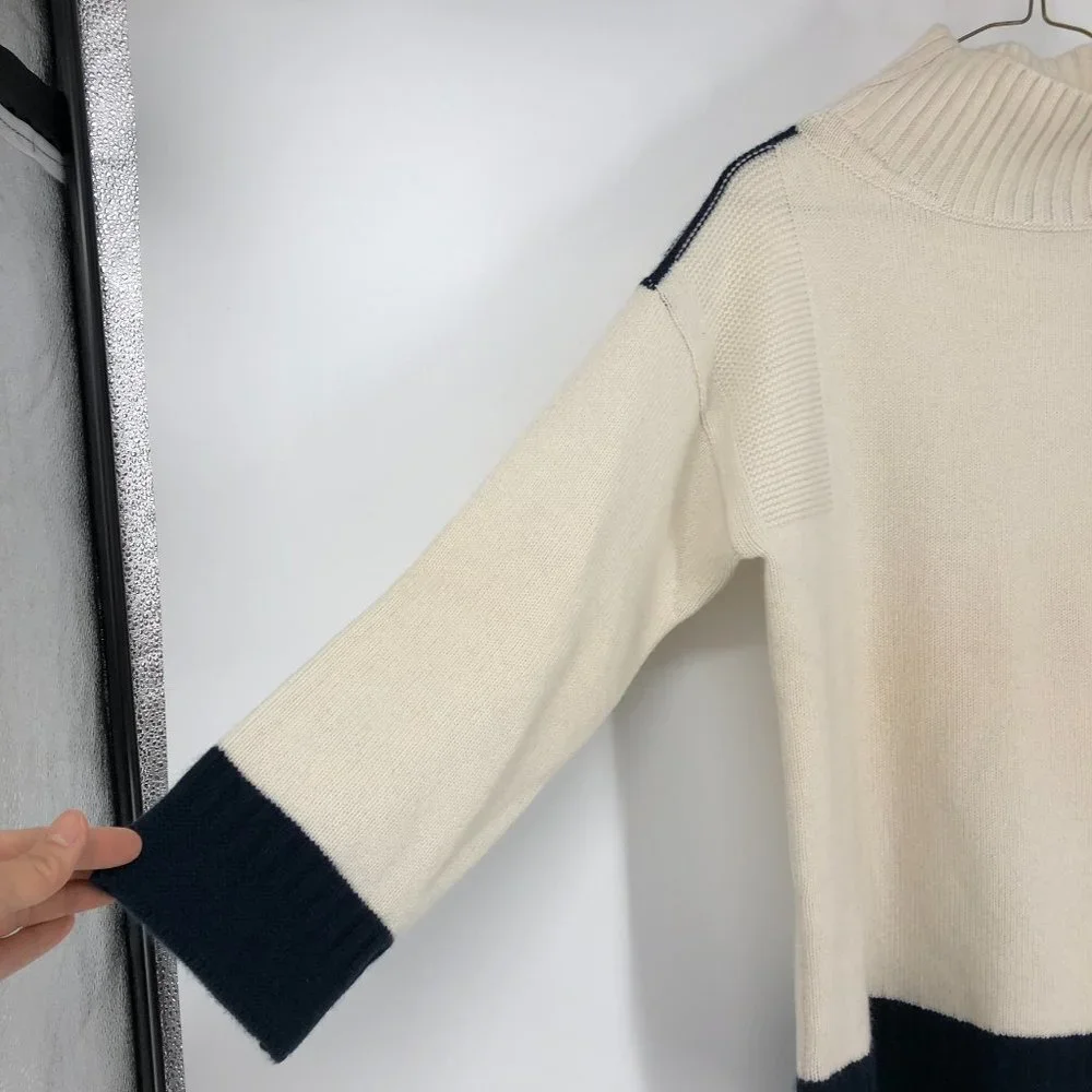 rag & bone White and Navy Funnel Neck Colorblock Sweater - Picture 7 of 16